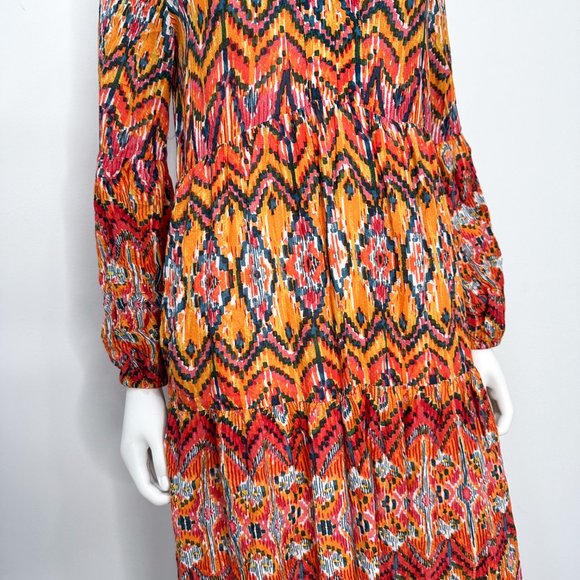 Anthropologie Maeve Tamarind Tiered Maxi Dress in Ikat Multicolor Print Size SP - Picture 8 of 15